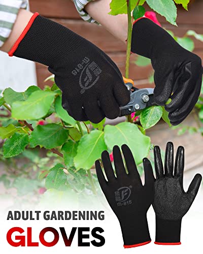 Honeydak 36 Pairs Gardening Gloves For Men Women Breathable Rubber Coated Garden Gloves Men Safety Work Gloves (Red, Black) #TOP3