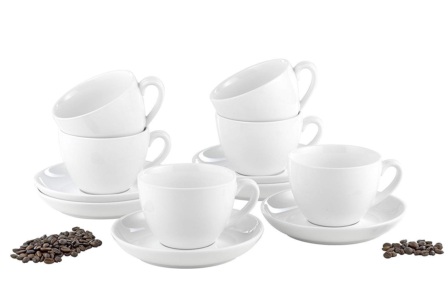 Esmeyer Bistro Filiżanki do cappuccino ze spodkami, porcelanowe, białe, 33,5 x 20,5 x 15 cm