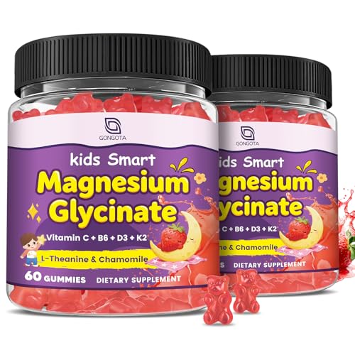 Image of Magnesium Gummies for Kids & Adults - 400 /200mg Magnesium Glycinate with L-Theanine, Chamomile, D3 & K2, Kids Sleep Gummies Melatonin Free, for Zzz & Relax, Cognition - Sugar Free, 60 C