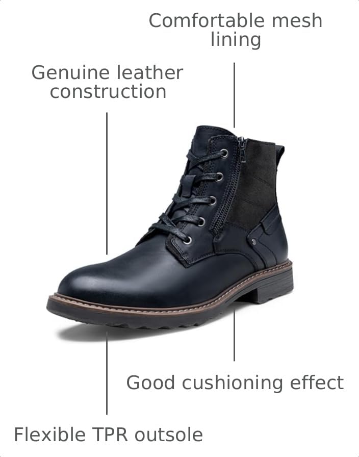 Image of Vostey Mens Boots Motorcycle Casual Boots for Men Zipper Fashion Chukka Boots Mens