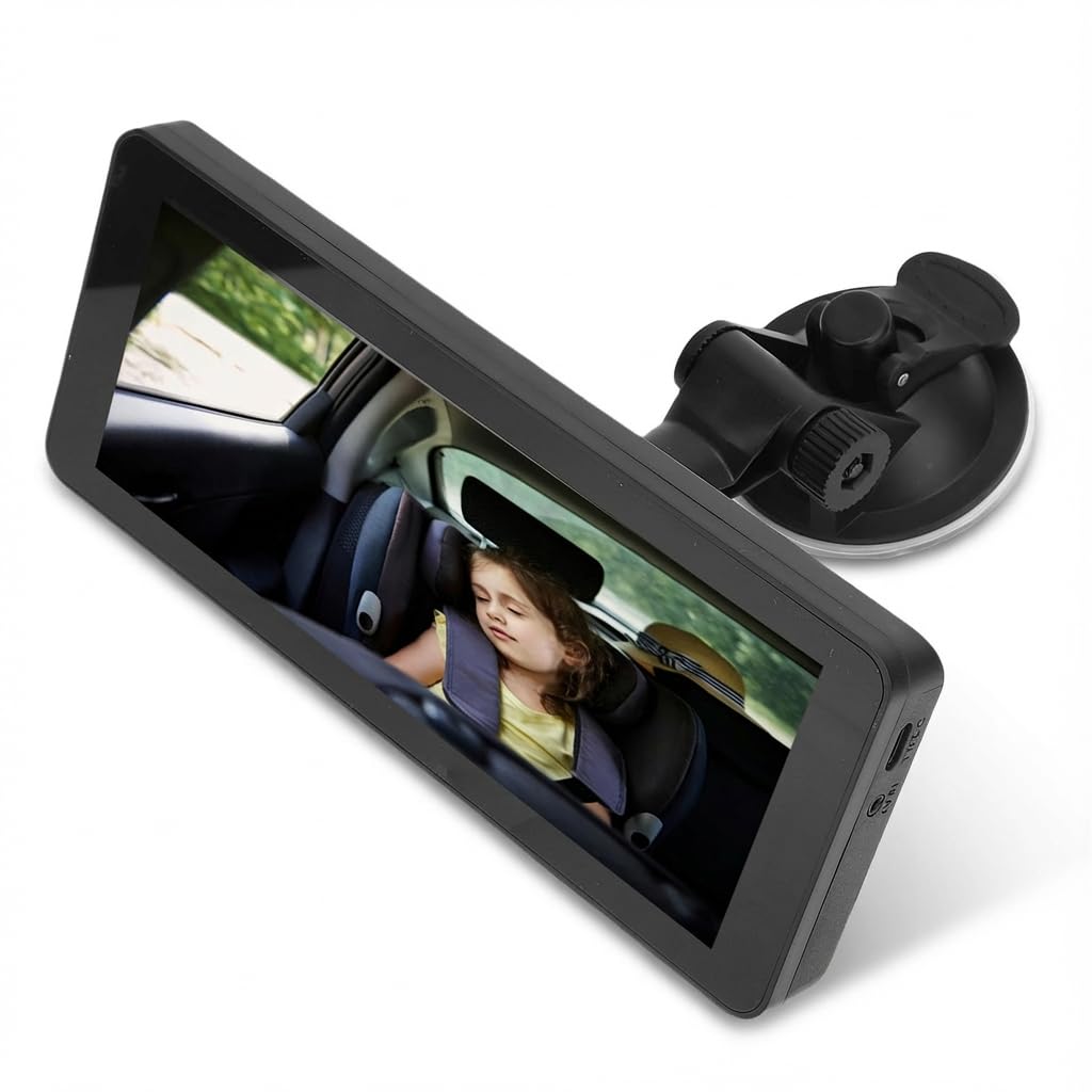 Jectse Double Caméra de Voiture pour bébé, écran HD de 6,86 Pouces, Commutation entre Caméras Simples et Doubles, Caméra Rotative à 360 Degrés, Support D'aspiration Anti-secousse,