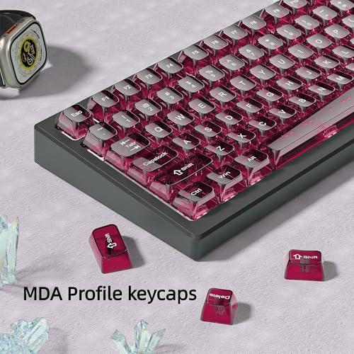 Image of dagaladoo Fuchsia Clear keycaps for Mechanical Keyboard,Transparent MDA keycaps 60 75 100 Percent,Ceramic Jelly Key caps Set,Shine Through Key caps for Mx Switches Mechanical Keyboard(115key)