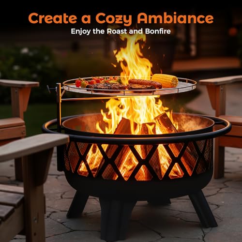 BALI OUTDOORS Outdoor Fire Pit for Wood, Portable Fire Pits for Outside Wood Burning, Patio Firepits for Outside with Grill, Spark Screens - Image 3
