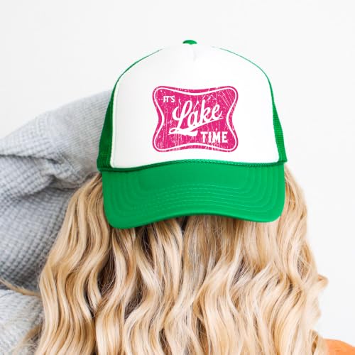 Image of It's Lake Time Summer Classic 5 Panel Foam Front Mesh Snap Back Trucker Hat