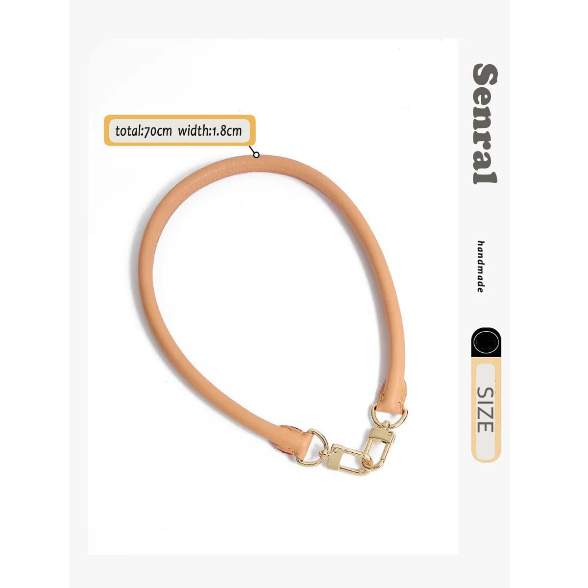 Vachetta Leder Schulterriemen 70cm – Rund Geformter Ersatzgurt 1,8cm kompatibel mit Speedy 25 30 35 kurzer Schultergurt