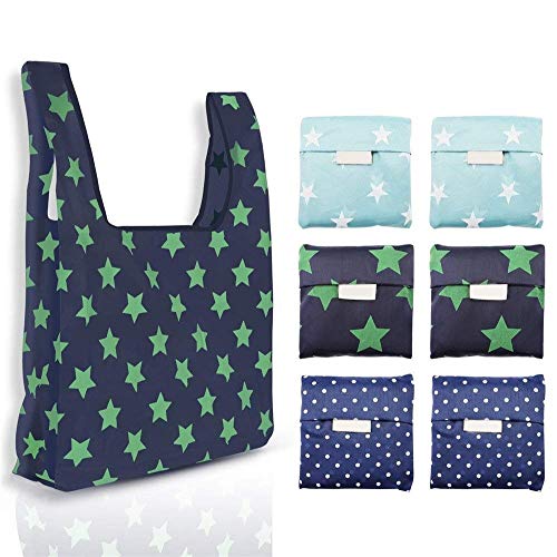 Alixin-waterproof pliante réutilisable Sacs de courses, lavable en machine (6 paquets) 3 Colors (6 Packs) ?