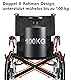 Rollstuhl Faltbar Leicht, Faltbarer Transportrollstuhl ransit Rollstuhl für Ältere Menschen, Outdoor Rollstuhl, Stahl Rollstühle mit Fußstütze, Schiebestuhl mit 20-Zoll-Rädern