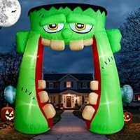 ZPISF 10 FT Halloween Inflatables Frankenstein Archway Outdoor Decorations, Giant Monster Mouth Arch Blow Up Yard Decorations for Front Lawn Garden Decor