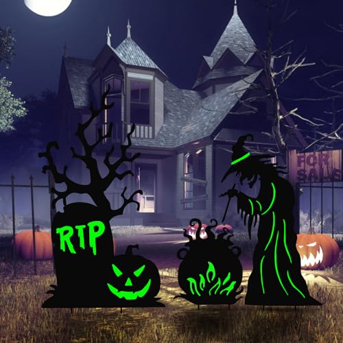 3 Pcs Halloween Witch Yard Signs Metal Stakes Outdoor Decoration - image 7