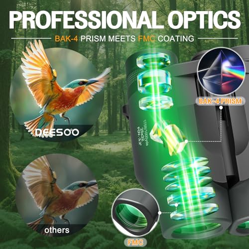 25x32 Binoculars for Adults Kids Compact - DEESOO High Powered Bird Watching Binoculars Lightweight Small Size for Hunting Traveling Sports Hiking Gift for Men Women - Image 4