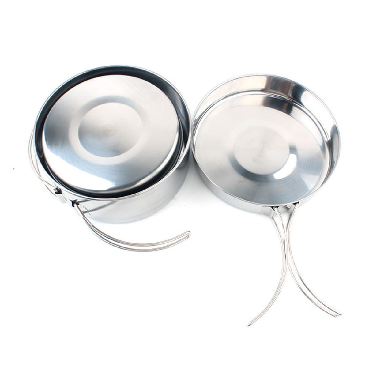 Sosoport 4piezas Platos Acero Inoxidable para Camping Juego De Olla Utensilios De Cocina Accesorios para Exteriores