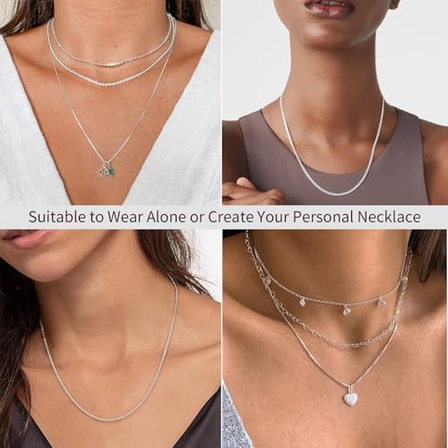 925 Sterling Silver Cuban Chain Necklace for Women, 1.5mm/2mm Curb Thin Chains Jewelery Gifts 14 16 18 20 22 24 Inch - Image 3
