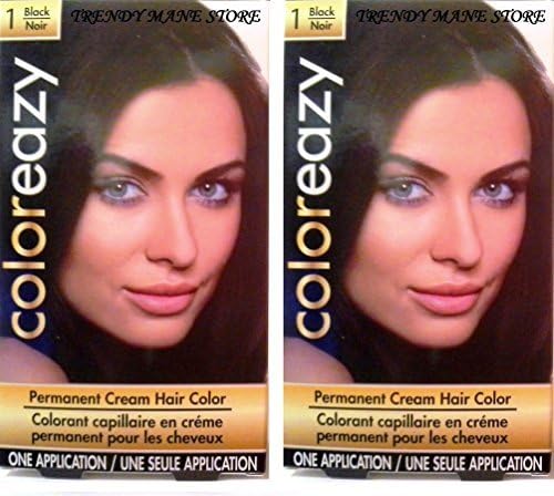 Coloreazy Permanent Cream Hair Color (Black) 2 Pack
