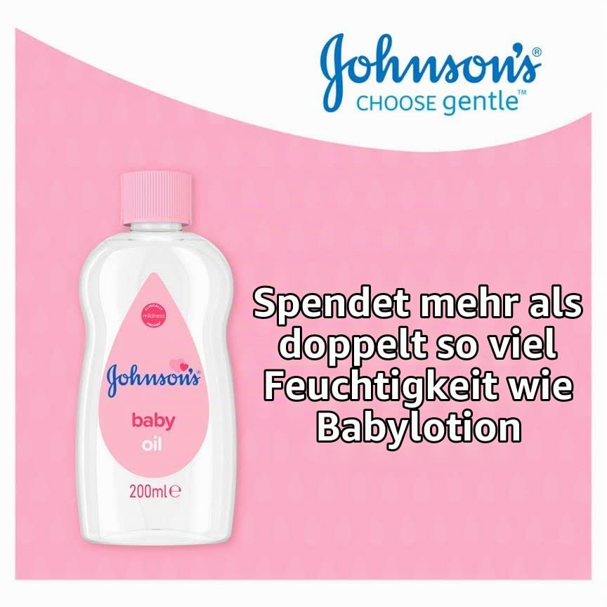Johnson's Babyöl, Unparfümiert, 200 milliliter – Ansicht 3