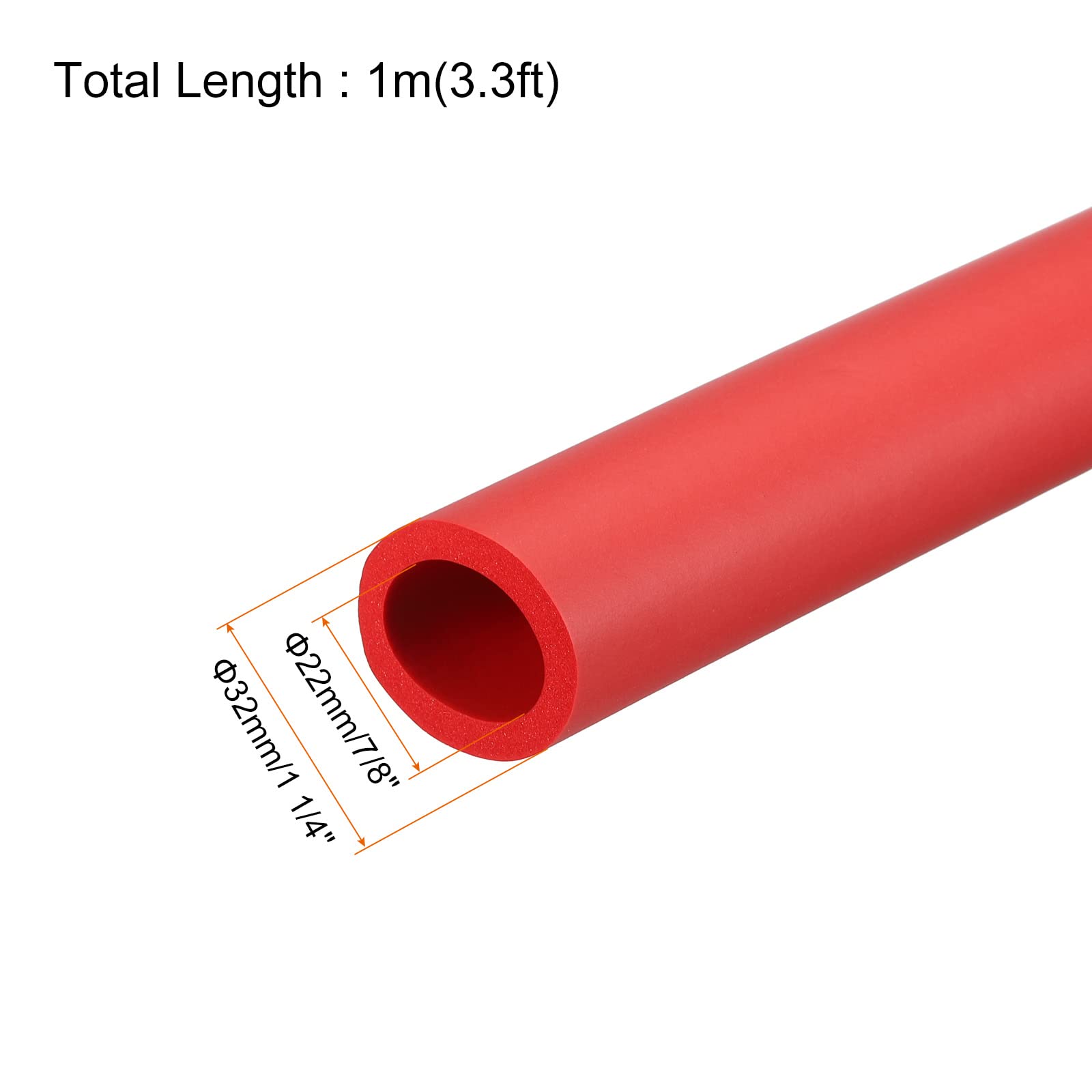MECCANIXITY Foam Grip Tubing - 22mm ID, 32mm OD, 10" Black Pipe Insulation & Handle Cover - View #8