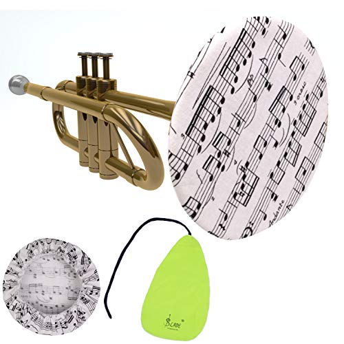 GRAUES Trumpet Bell Cover | Bell Cover and Cleaning Cloth for saxophone, Clarinet | Music Note Printed Stylish Bell Cover | bell instrument for Trumpet, Saxophone,Flugelhorn and Cornet (5 inches)