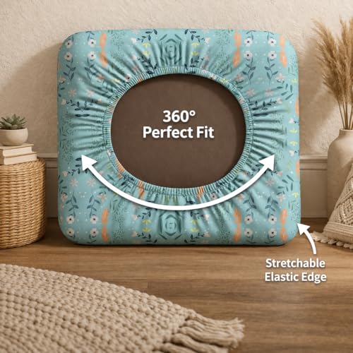 Image of STITCHNEST 'Contour Fit Series' Stretchable Printed Wooden Sofa Cover (Pack of 2) - Elastic Wooden Chair Cover | Wooden Sofa Seat Cover | Size - 20-21 x 20-21 x 3-5 in