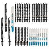 40tlg. Stichsägeblätter Set, Professional T-Schaft Stichsägeblätter Sägeblätter Stichsäge aus Kohlenstoffstahl für Schneiden von Holz, Kunststoff und Metall, kompatibel mit allen