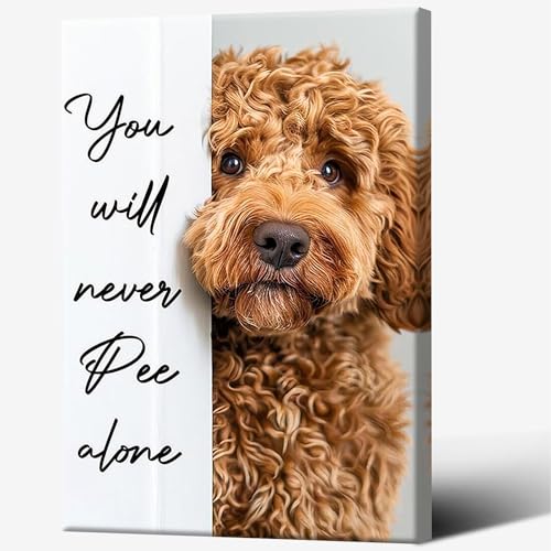 DVBOCS �ʔ����o�X���[���E�H�[���A�[�g Goldendoodle You Will Never Pee Alone �L�����o�X�|�X�^�[�v�����g �ʔ����o�X���[���T�C�� �ʐ^ ���̗��l ���� �A�C�f�A �ǂ̑��� 20.3x30.5cm �t���[������