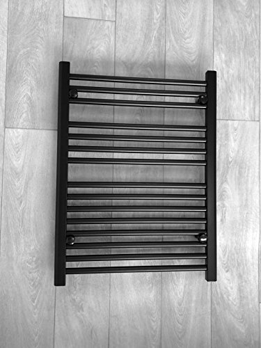 Preisvergleich Produktbild Handtuchheizkörper, flach, 600 mm breit, für Stilvolles Badezimmerwärmer, Zentralheizung, 600 x 800 mm hoch, Schwarz
