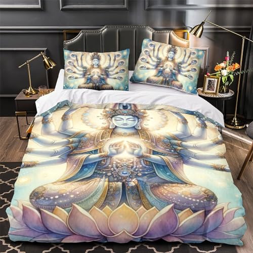Linge de lit Bouddha imprimé 3D de qualité supérieure en microfibre tissée