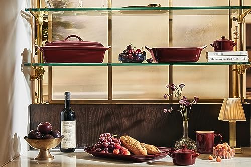 Image of Le Creuset Stoneware Covered Rectangular Casserole, 12 inch x 9 inch, Garnet