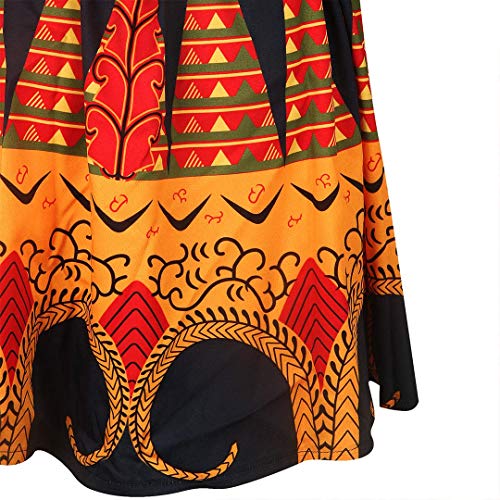 Image of Women Boho African Floral Print Pleated Short Midi Dress Multi-Way Dress for Casual Rave Club Party