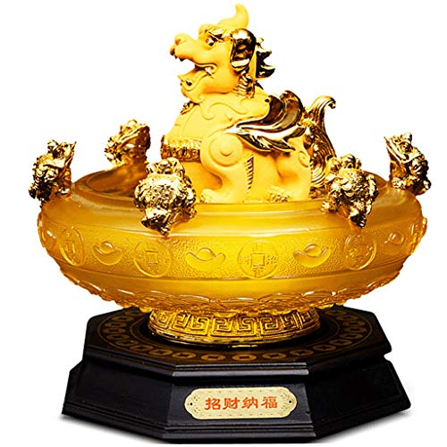 Sculpture Pi Yao Feng Shui Dorée : Une Œuvre d'Art de Prospérité Raffinée