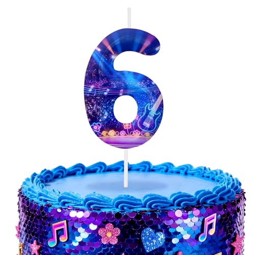 Image of Blue Number 6 Birthday Candles, Cartoon Themed Cake Toppers for Boys Girls Cake Decorations, Birthday Decorations Party Supplies, Number Candles for Party Decor