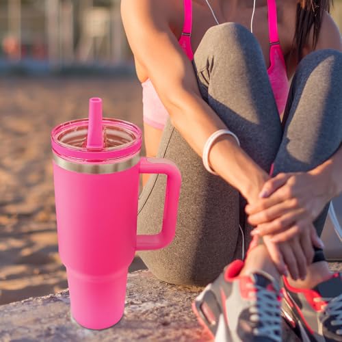 Image of Replacement Straw Lid for Stanley 40oz and 64oz Tumbler.Leak proof Flip Straw Lid Fit Stanley Cup Quencher H2.0 40 oz /64 oz and ProTour 40oz /64oz Tumbler.(Fuchsia,1-Pack)