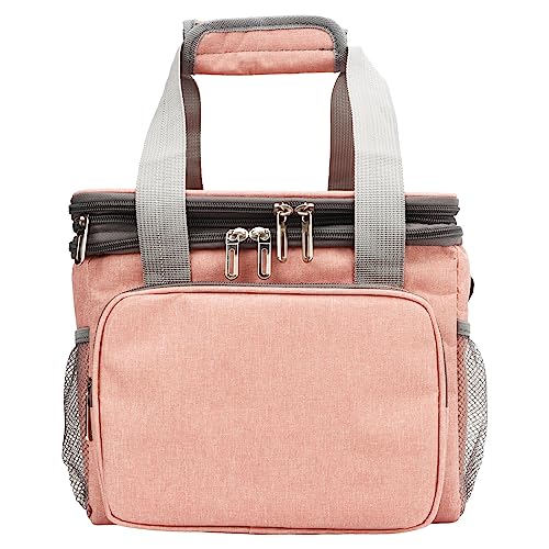 Keenso - Bolsa isotérmica portátil con aislamiento de tela Oxford con papel de aluminio de 14 L, diseño impermeable, gran capacidad para picnic al aire libre, camping, trabajo, viaje (PINK)