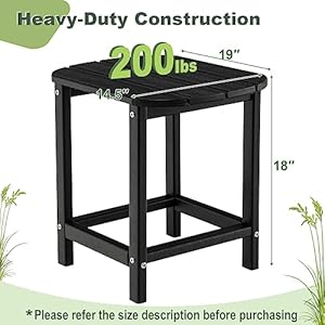 Tangkula Outdoor Side Table, Weather Resistant Adirondack Table, Outdoor Indoor Chairside End Tables, Waterproof HDPE, for Patio Poolside Porch Backyard, Easy Assembly, 19 x 14.5 x 18 Inch (1, Black) Tangkula Outdoor Side Table Weather Resistant Adirondack Table Outdoor Indoor Chairside End Tables Waterproof HDPE for Patio Poolside Porch Backyard Easy Assembly 19 x 145 x 18 Inch 1 Black