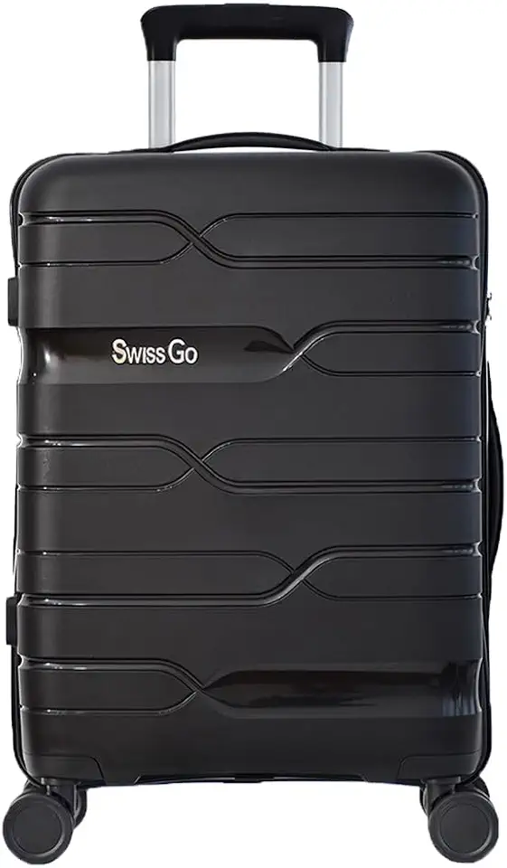 MALA DE BORDO SWISS GO SANTORINI EM POLIPROPILENO PARA VIAGEM COM CADEADO TSA E RODAS DUPLAS PRETO