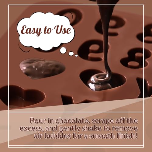 Image of HKNMTT Letter Molds Silicone for Chocolate 2PCS, Small Mini Size for Alphabet Decorating Birthday Cake Strawberries Lollipop Fondant, Heart Shaped Gift Choice, Non-stick BPA Free Moulds