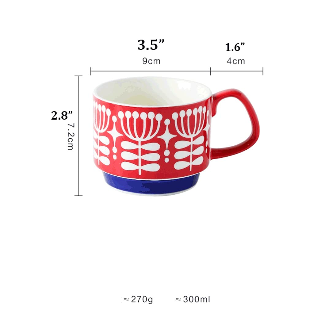Generic Tazas de Café Tazas de Café de Cerámica Tazas de Café Clásicas Tazas de Café Pintadas a Mano, con Mango, Se Pueden Calentar por Microondas, para Bebidas Frías/Calientes/Blanco/300 Ml
