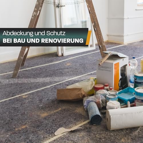 Hinrichs Malervlies 5m² 180g/m² - 1x5m Maler-Abdeckvlies mit Anti-Rutsch Beschichtung - Abdeckfliesse für Boden - Allzweckvlies als Schutz für Boden, Treppen & Möbel