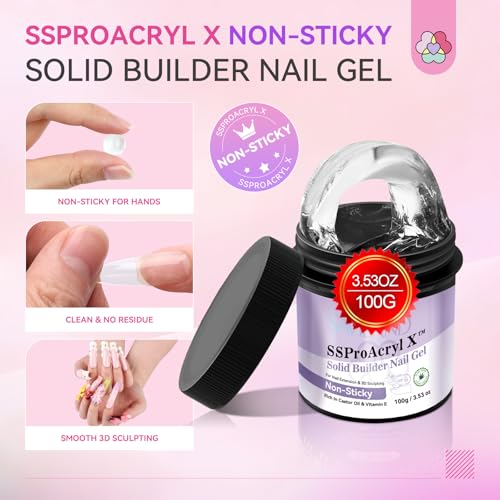 Image of SAVILAND Solid Builder Nail Gel for Nails: Non-Sticky Sculpting Gel for Nails Art 100 g 3D Nail Gel VE Castor Oil Hard Gel for Nails Extension 3D Nail Art DIY Carving Patterns Decoration SSProAcryl X