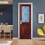 MISSSIXTY Door Sticker, 3D Door Wall Mural Wallpaper Stickers Vinyl Removable Decals for Home Decoration 30.3' x 78.7' (Red Retro Wooden Door)