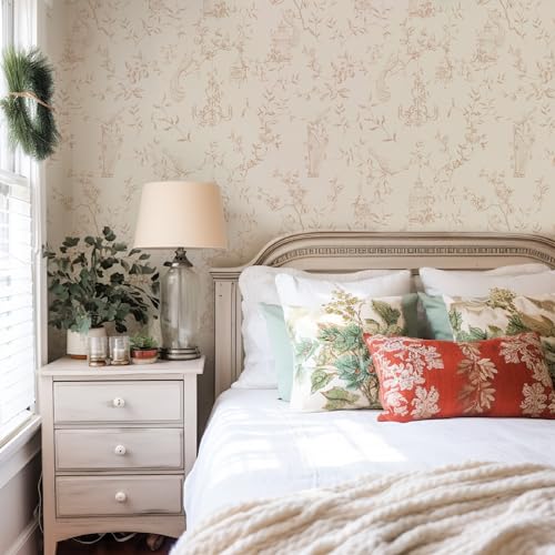 RollsRolla Bird Toile Peel and Stick Wallpaper French Country Style