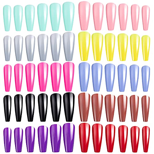 240 Piezas de Uñas Postizas Extra Largas, Acrílicas Tips Uñas de Cubierta Completa para Mujeres y Niñas, Salón de Manicura DIY (10 Colores)