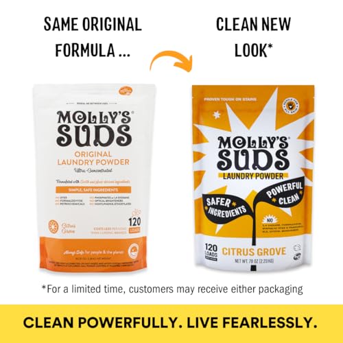 Molly's Suds Original Laundry Detergent Powder | Clean Laundry Detergent Powder for Sensitive Skin | Simple, Effective Ingredients, Stain Fighting | 120 Loads (Citrus Grove) - Image 3