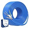 Cable Matters Cable Ethernet Cat6 Cat6 de cobre desnudo de 10 Gbps con clasificación de elevación en pared (CMR) de 10 Gbps – 300 pies, carrete de cable Ethernet Cat 6, cable Cat 6 a granel, azul