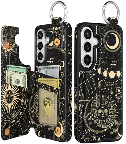 Shorogyt for Samsung Galaxy S26 Wallet Case - Cute Fashion Sun Moon Design with Card Holder Kickstand for Magnetic Clasp Back Flip Folio Leather Phone Cases for Women Girls Men