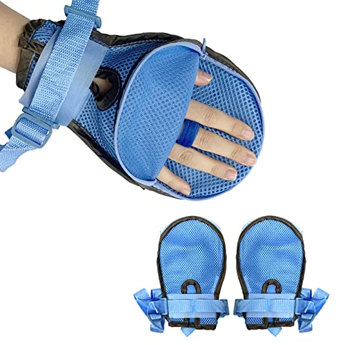 MESINURS Hands Finger Control Mitt Padded, Dementia Safety Restraint Protector, Harm Fixed Middle Finger Separator for Elderly Patients, 1 Pair (S)