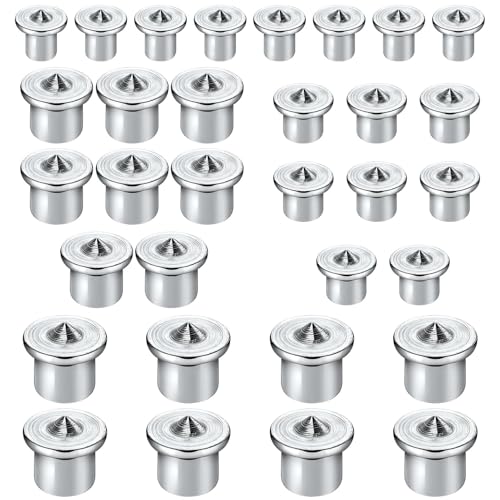 32 Pcs Dowel Pin Center,6/8/10/12mm Dowel Centre Point Set,Wood Dowel Tenon Center,Woodworking Alignment Tool,Pins Marker Drill Tool,Wood Dowel Tenon Centers Points