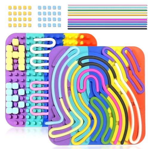 Echehi Juguetes Sensoriales de Silicona de Doble, Adecuados para Niños y Adultos para Aliviar el Estrés, la Ansiedad y el TDAH. Cuadrado