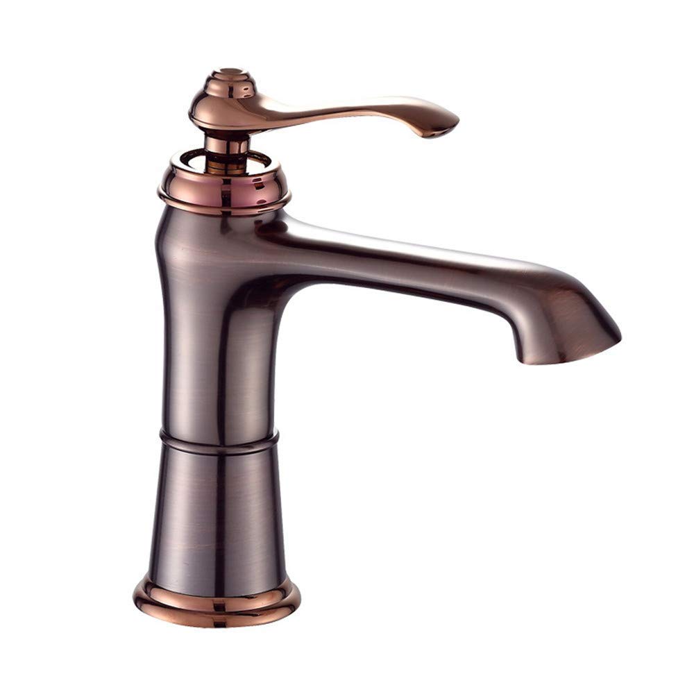 Mezclador de baño de oro rosa y bronce antiguo RajoNN con detalle de orbe de jade natural