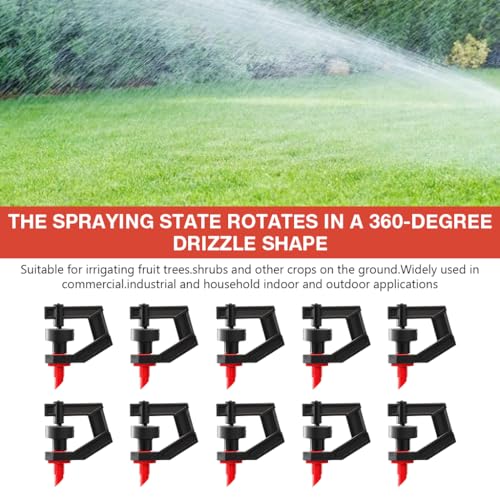 Image of HASTHIP 10Pcs Drip Irrigation Kit, 360 Rotatable Drip Irrigation Sprayer Tips, Screw -in Micro Sprinklers Nozzles DIY Slow Irrigation Spray Sprinklers for Garden, Lawn, Greenhouse Watering System