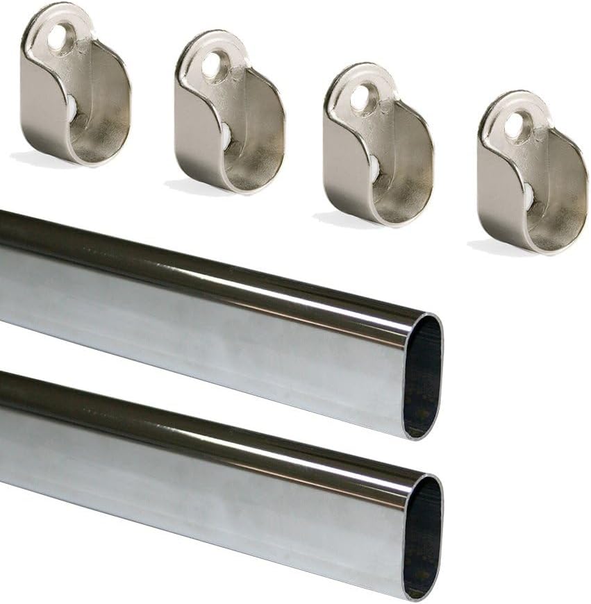 Emuca Lotto Di 2 Tubi Appendiabiti Ovali Per Armadi 30x15mm - Foto 7