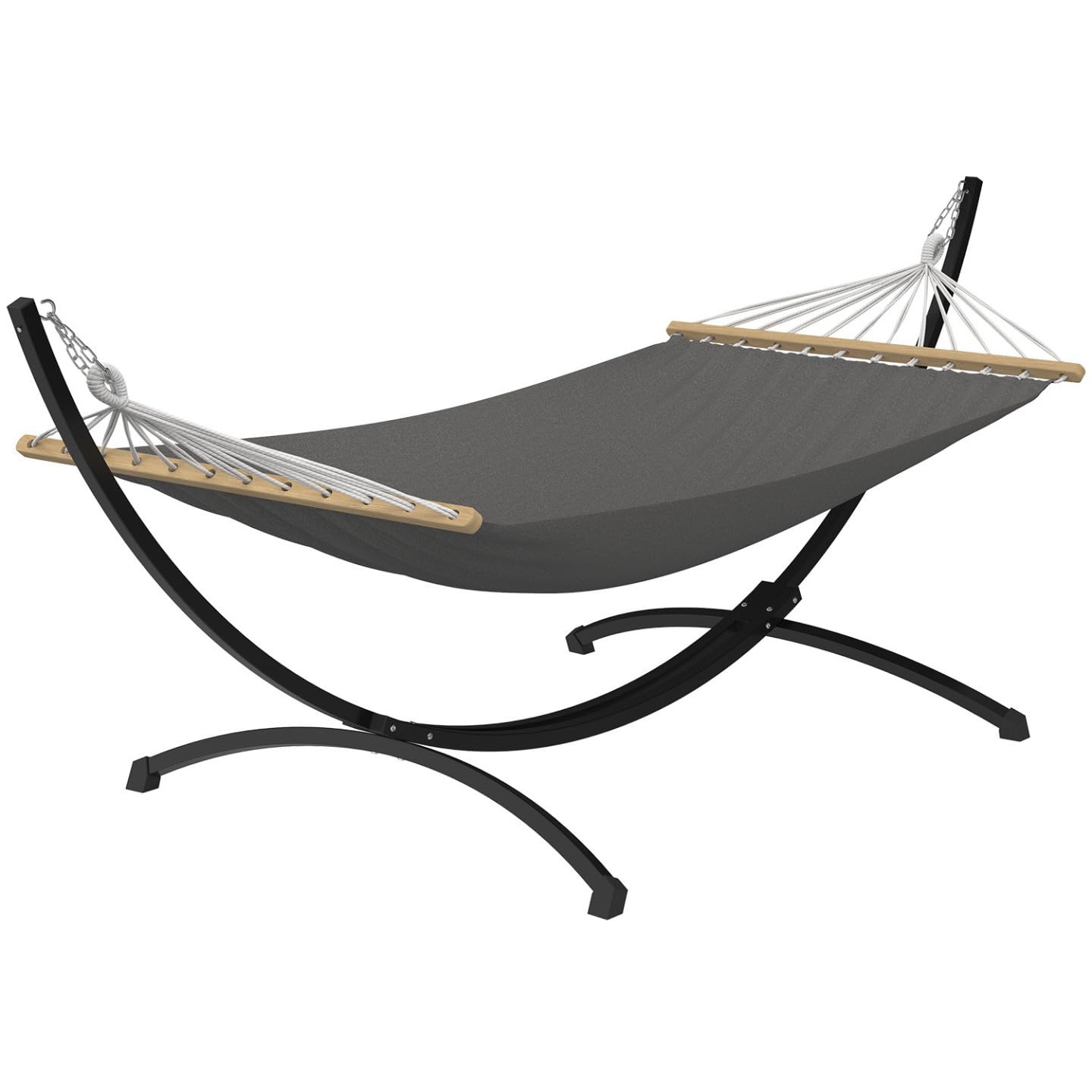IDMarket - Hamac XL avec Support métal Noir et Toile Gris Anthracite